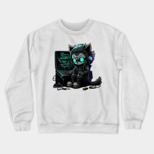 Cyber cat hackers Crewneck Sweatshirt